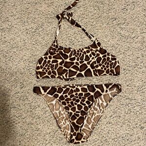 VENUS sexy Giraffe Print Two-Piece Bikini Set - Brown & Cream size 14/D